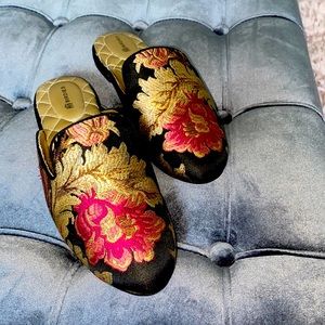 Phoebe Mules Jacquard Floral Brocade Slipper/Mule